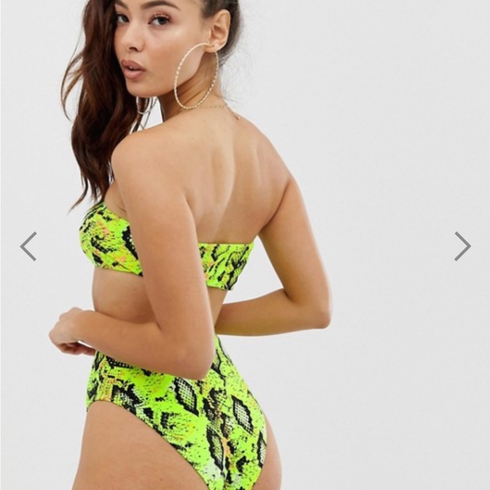 ASOS Neon Snakeskin Bikini Set Sz 4 - Picture 3 of 6